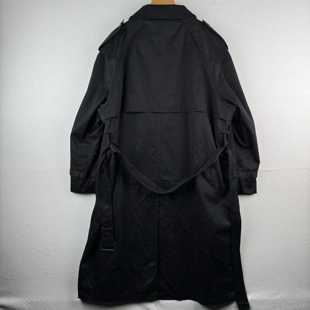 Ralph Lauren Black Trench Coat OverCoat Quilted Cotton Blend Lined Insulated 48R